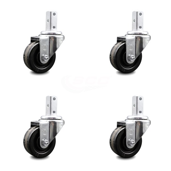 3.5 Inch Phenolic Wheel Swivel 7/8 Inch Square Stem Caster Set